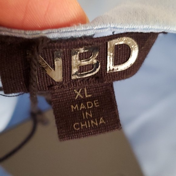 NWT NBD Womens Yani Mini Plunge Open Back Cutout French Light Blue Dress Size XL - Picture 10 of 13